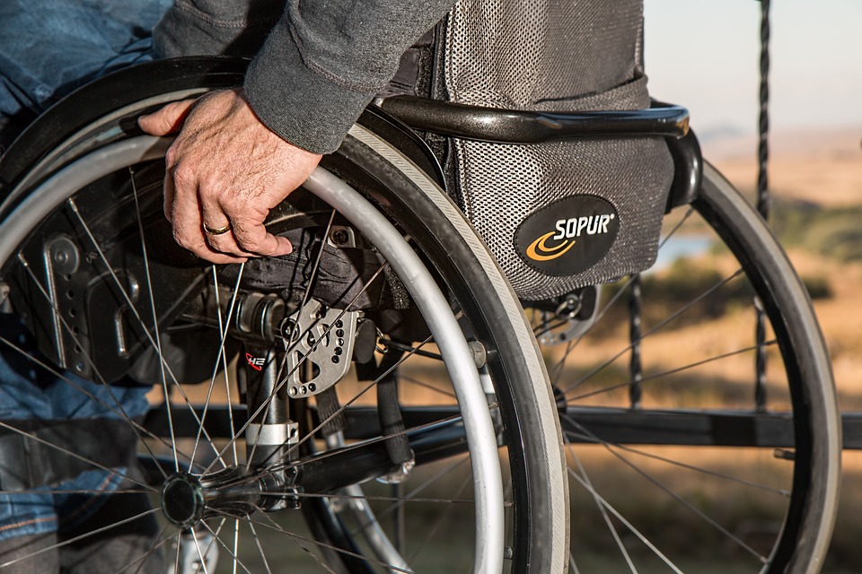 a man on a wheelchair