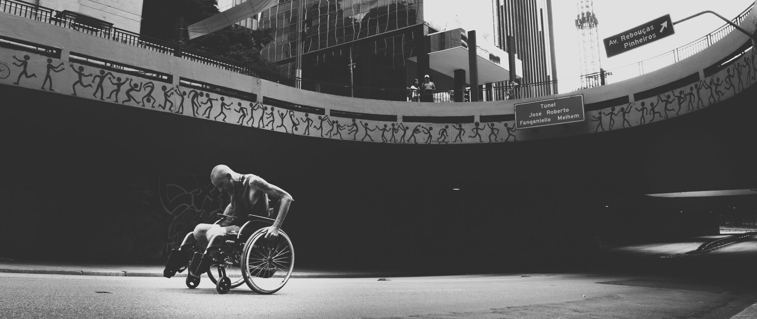 a guy on a wheel chair