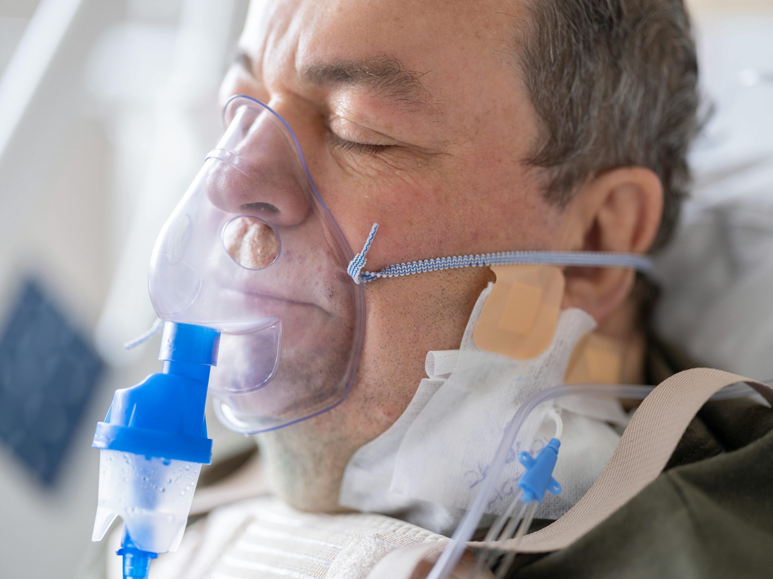 a guy with a medical oxygen