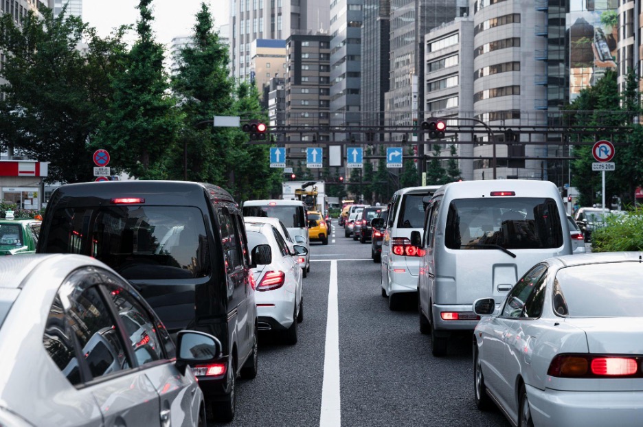 cars stuck in trafic